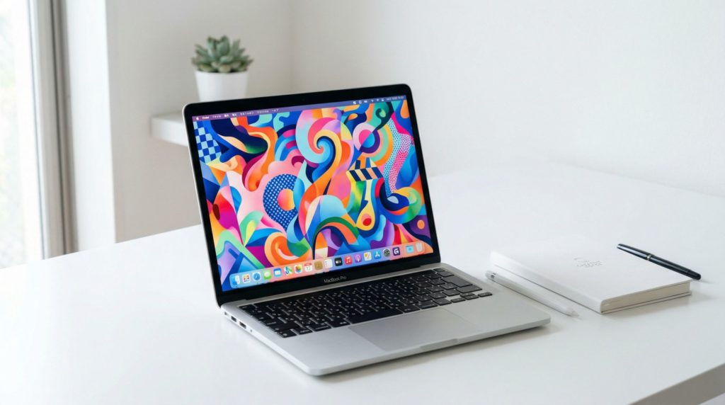 クリエイティブな作業に使われるMacBookのイメージ画像。：イメージ画像
