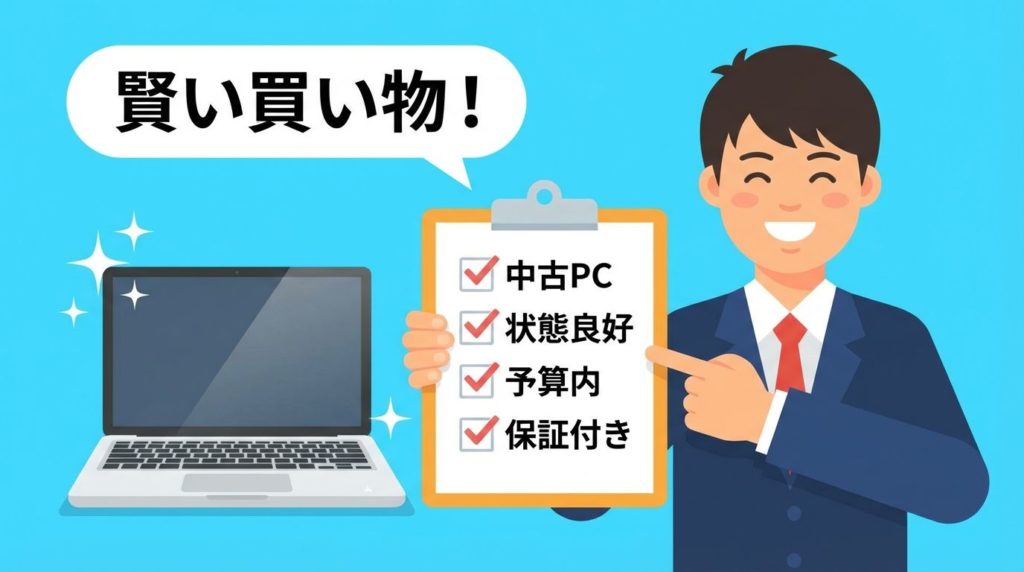 チェックリストを確認し中古パソコン選びに成功した学生